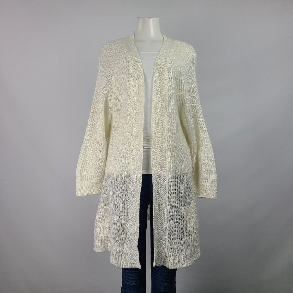 Farm Light Cream Open-Front Knit Cardigan M